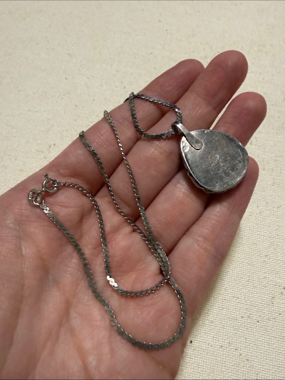 Stunning Native Sterling Silver 925 Turquoise Pendant Necklace 18’ in - Picture 5 of 9
